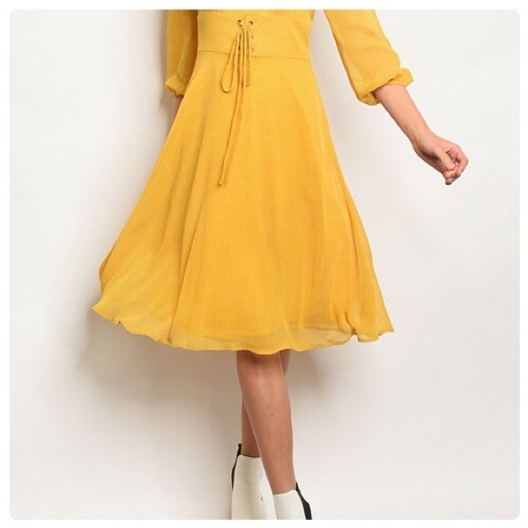 *LAST ONE* Retro Style Mustard Midi Dress - Picture 7 of 7